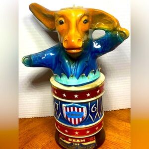 Vintage 1970’s Jim Beam Democrat Donkey Political Decanter 1976